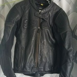Men's leather motorcycle jacket